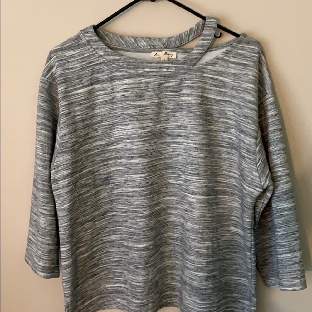 Jane & Delaney Slit Neck Long Sleeve